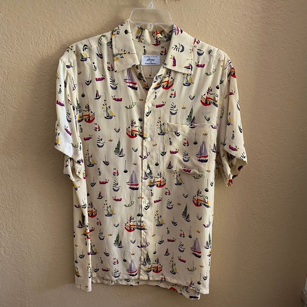 brioni for neiman marcus sailboat print shirt